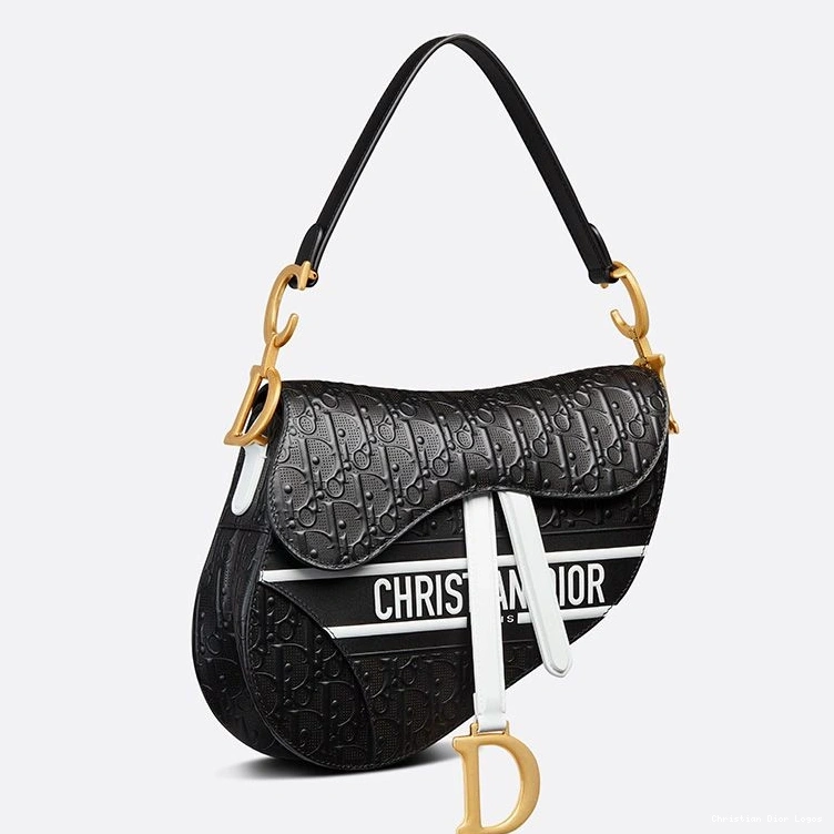 Cheap Bag Oblique Calfskin Christian White Embossed Dior Saddle Black 0709 Luxury